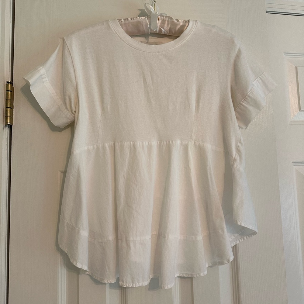White cotton peplum top
